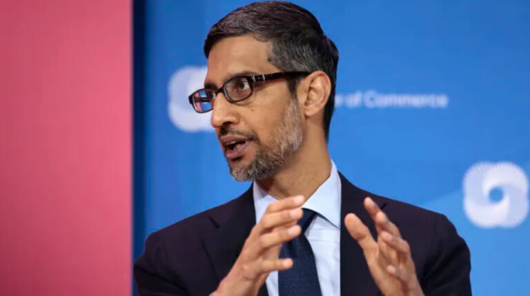 Google CEO Sundar Pichai speaks at a panel at the CEO Summit of the Americas hosted by the U.S. Chamber of Commerce on June 09, 2022 in Los Angeles, California. Anna Moneymaker | Getty Images