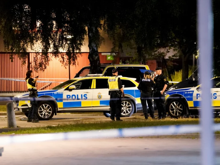 : Полициска патрола на улиците на Стокхолм во рамки на борбата против криминалните банди.