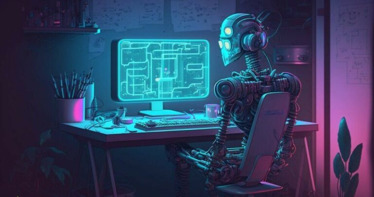 Илустрација на студнети во АИ пред компјутер